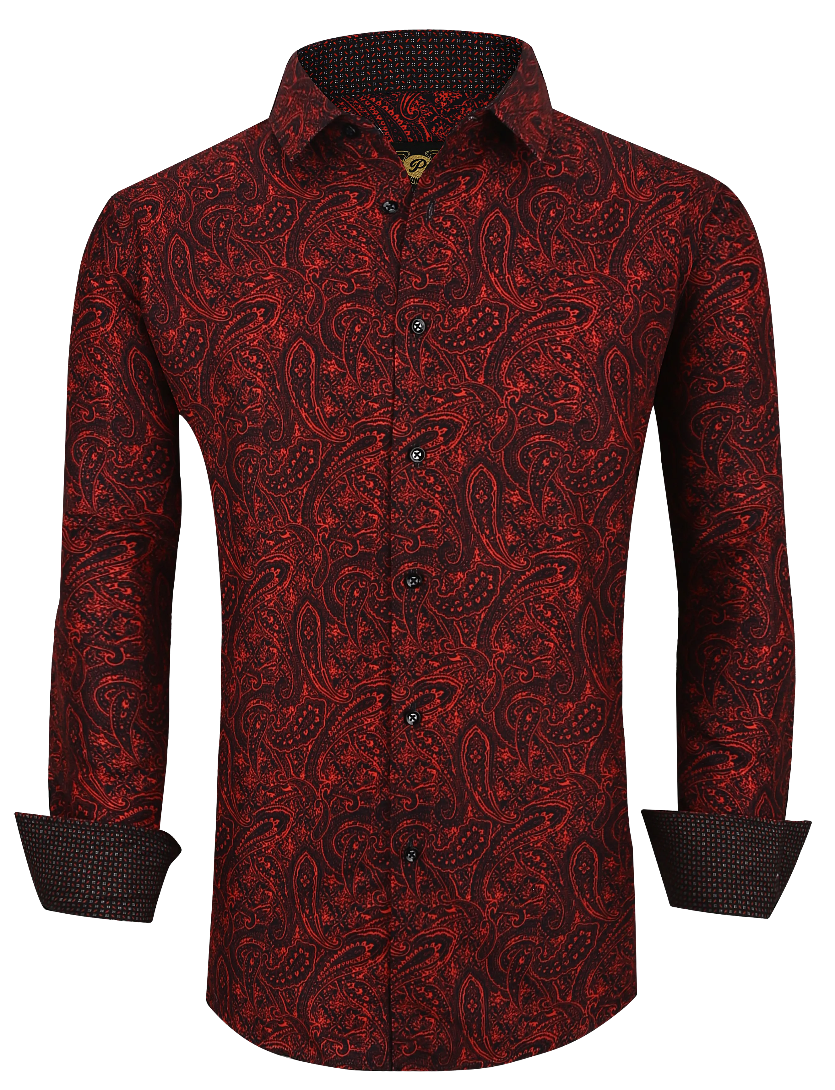 PREMIERE SHIRTS: Red & Black Paisley