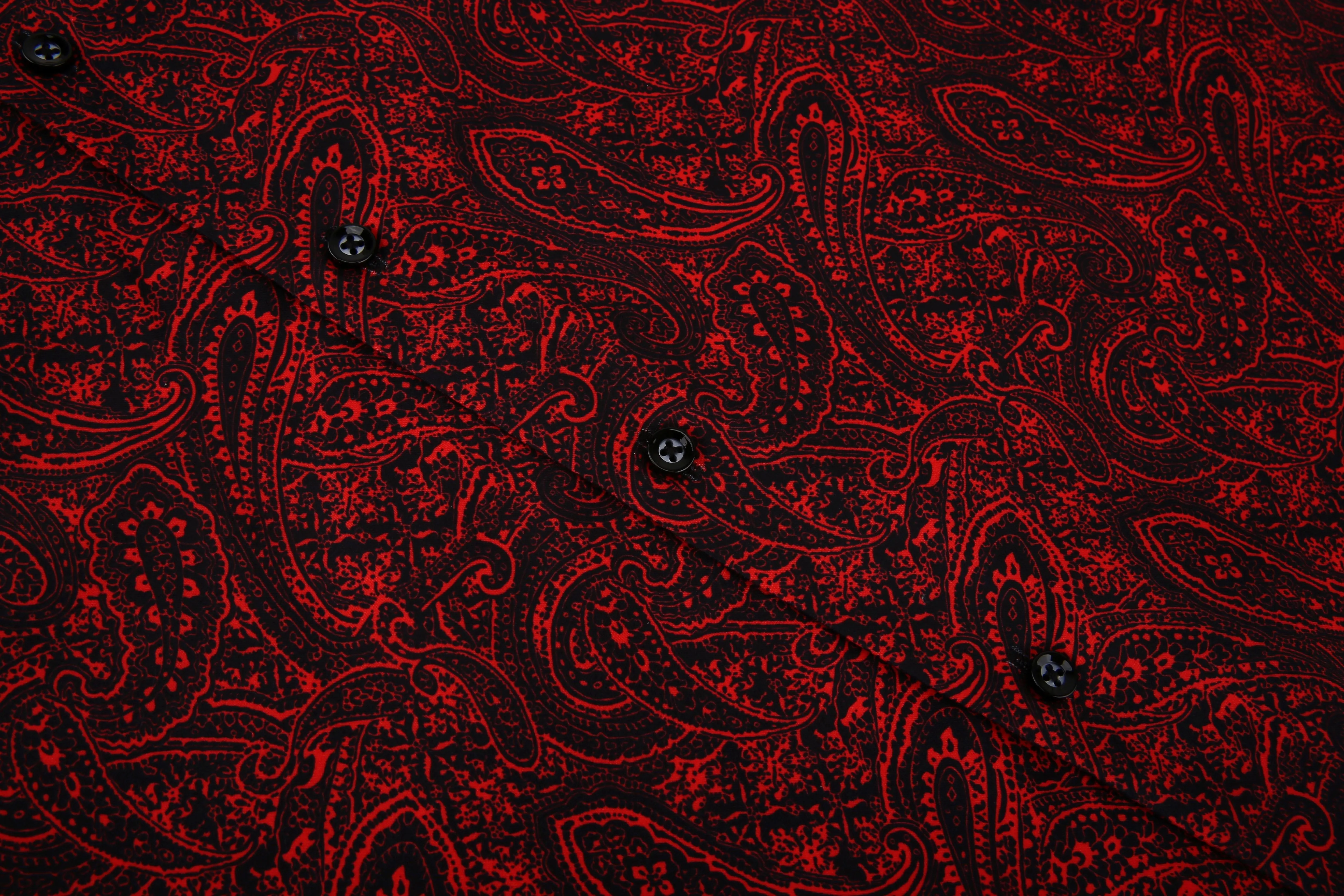 PREMIERE SHIRTS: Red & Black Paisley