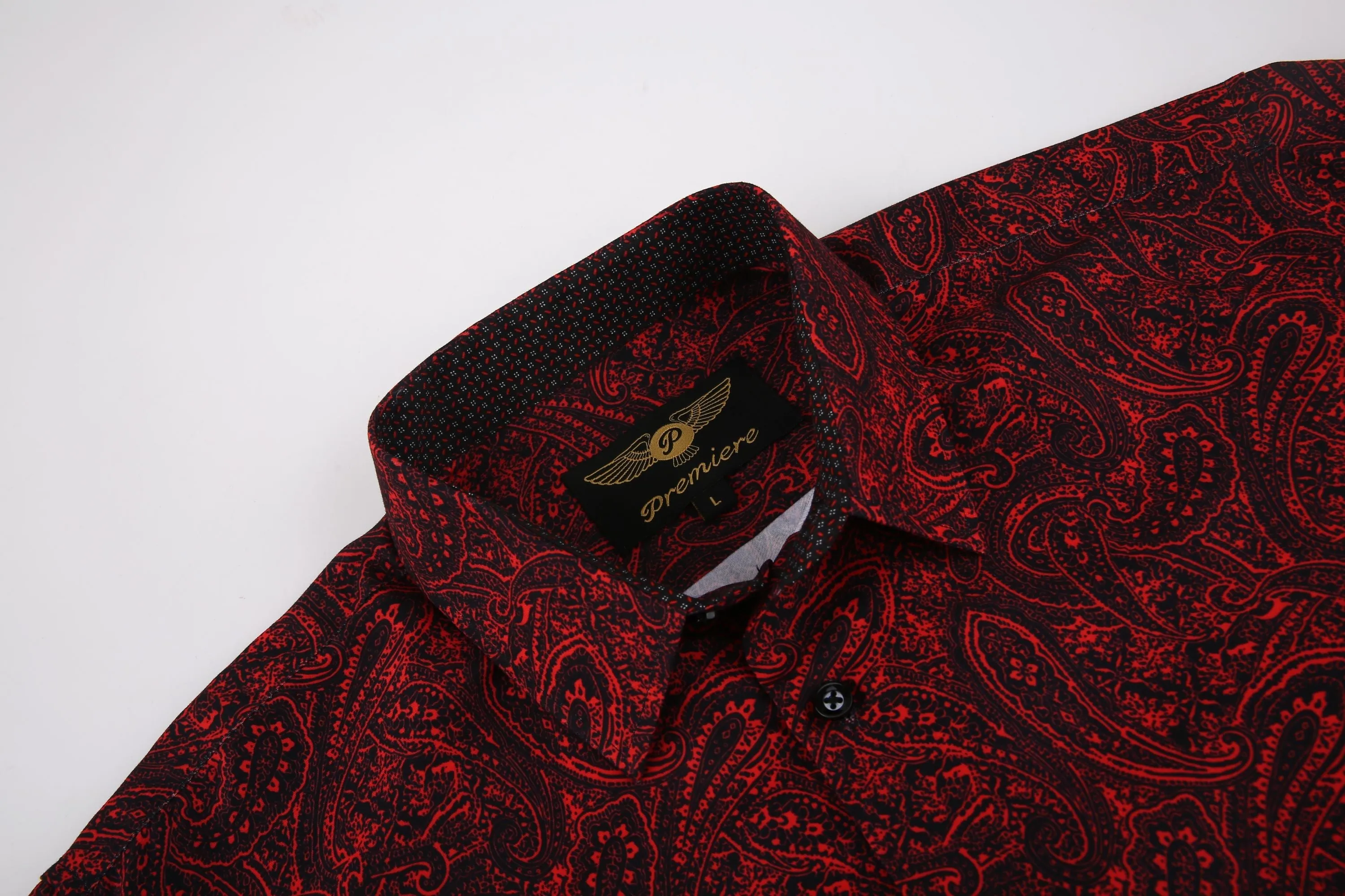 PREMIERE SHIRTS: Red & Black Paisley