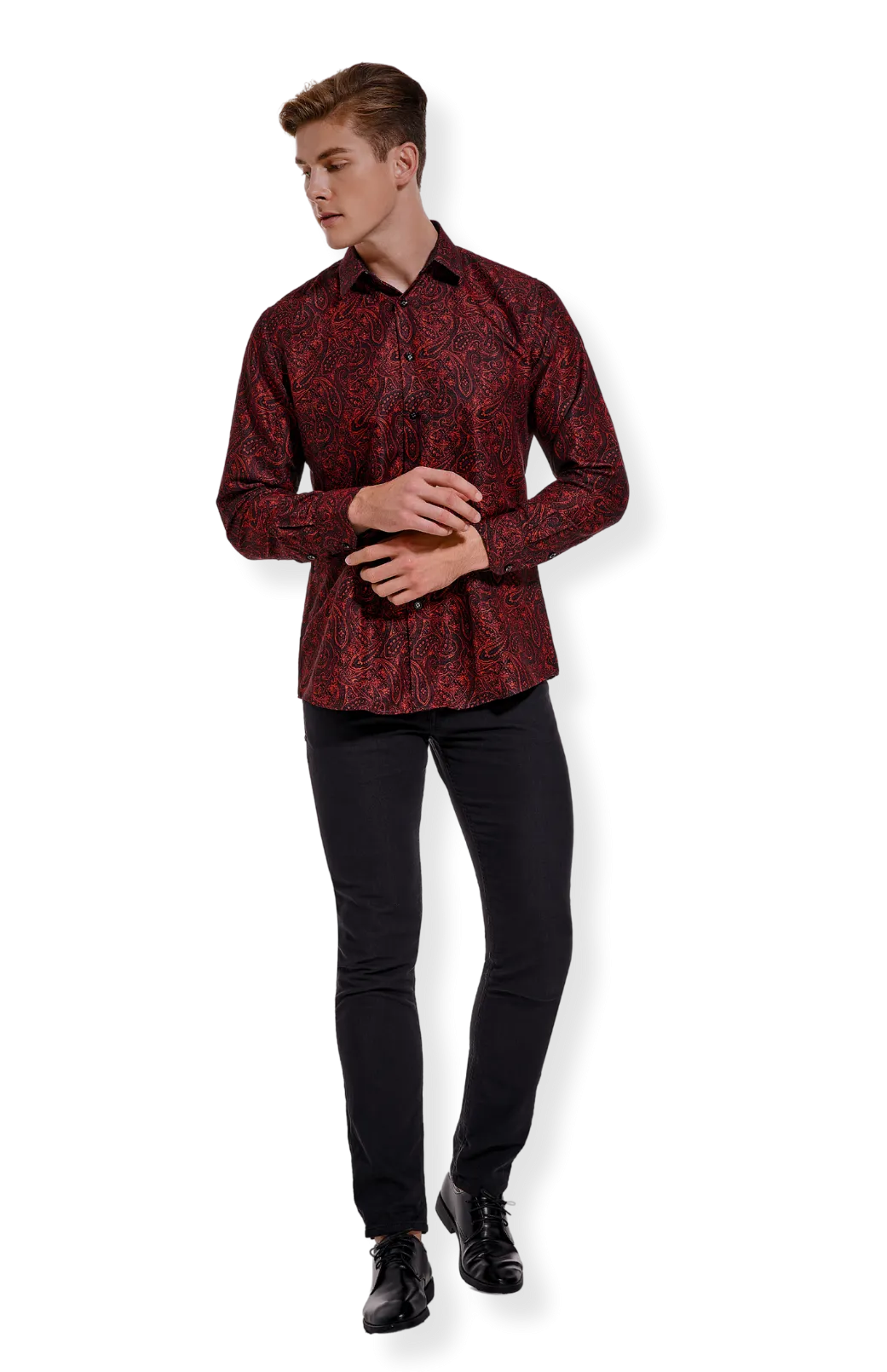 PREMIERE SHIRTS: Red & Black Paisley