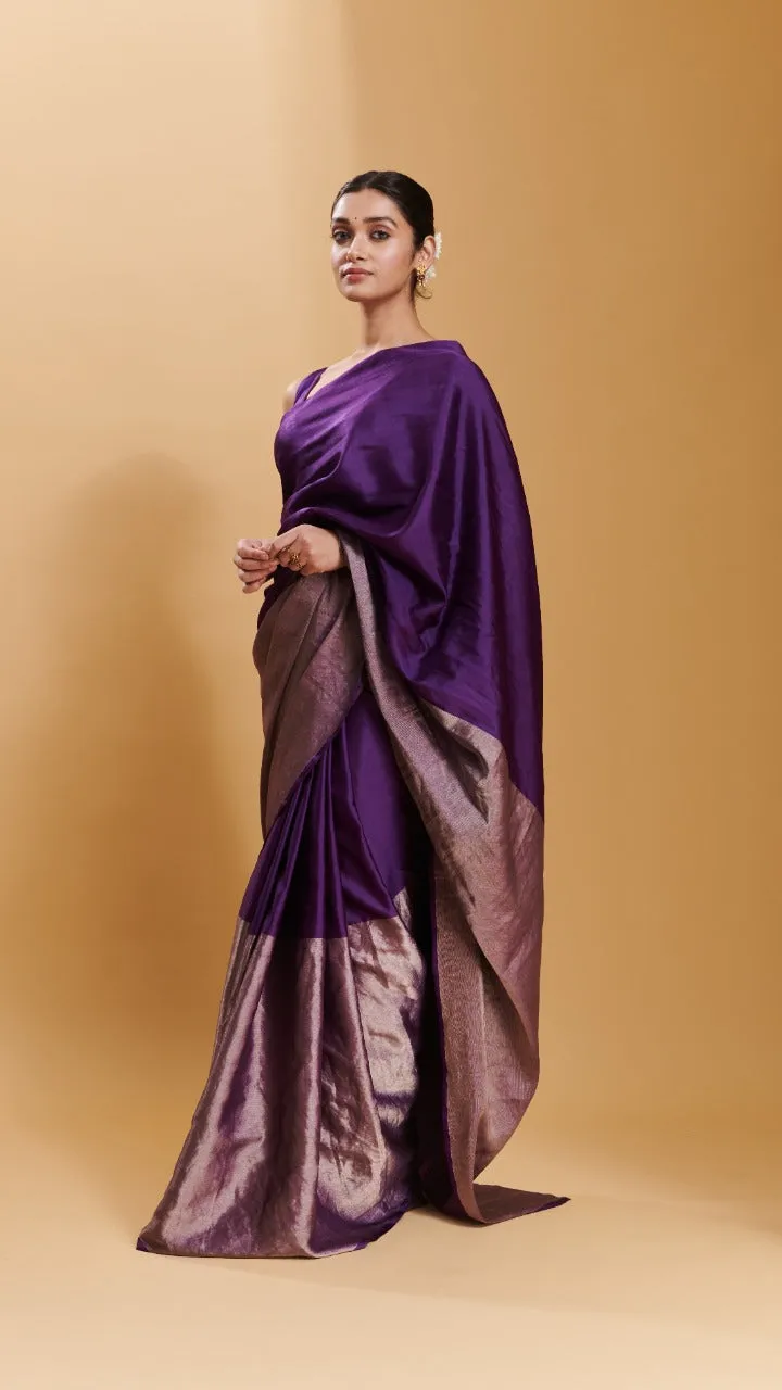 Purple Confluence silk satin  saree