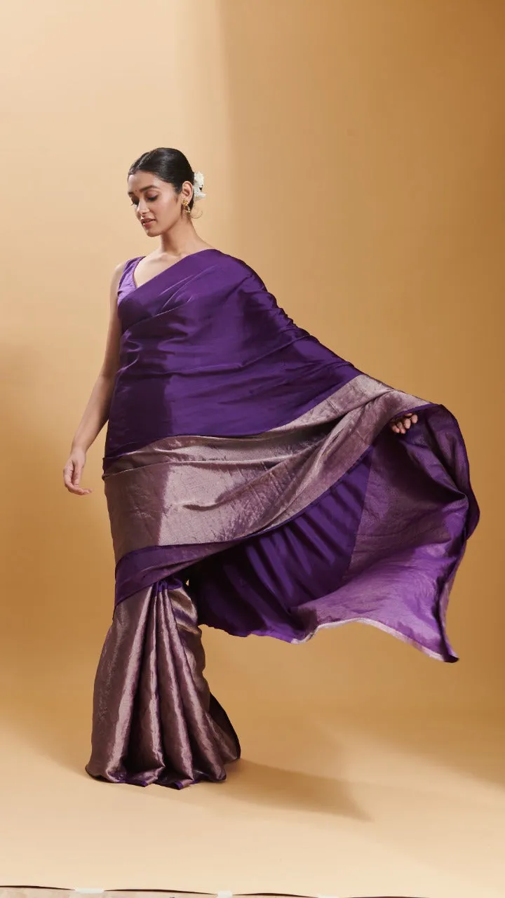 Purple Confluence silk satin  saree