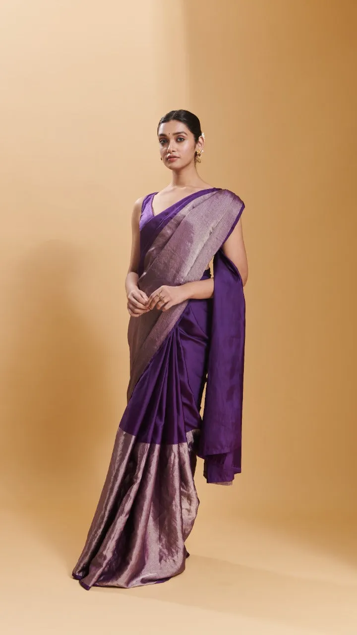 Purple Confluence silk satin  saree