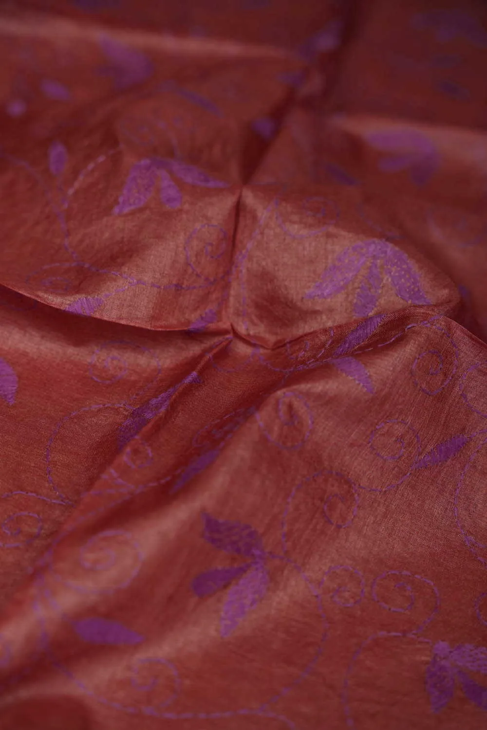 Purple Embroidered Kantha Silk Blouse