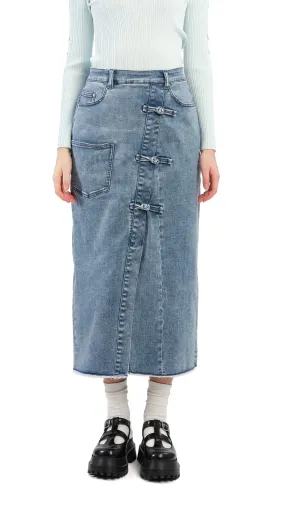 Rebuilt Denim Pencil Skirt