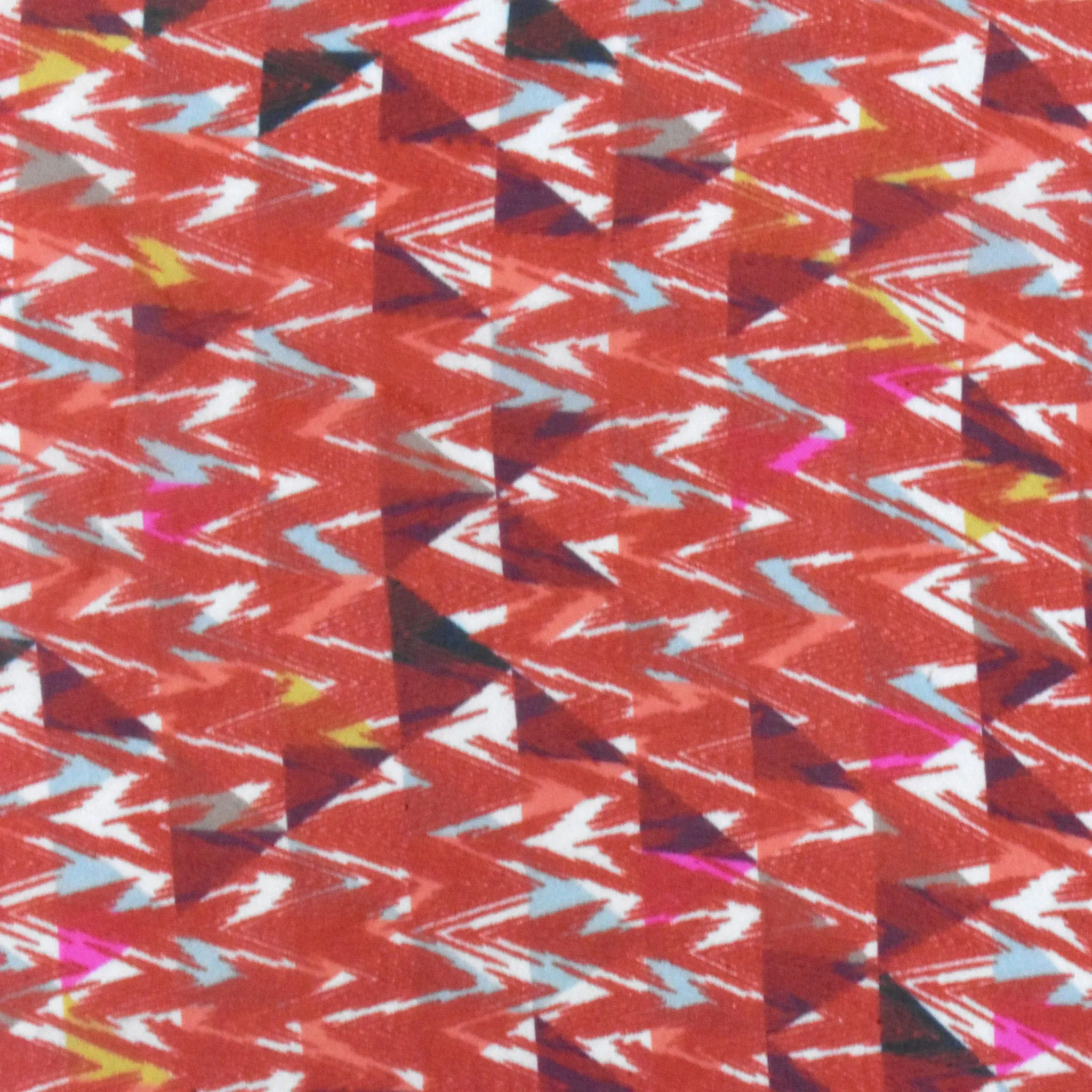 Red-Purple-Multi Abstract Triangle Printed Silk Chiffon Fabric