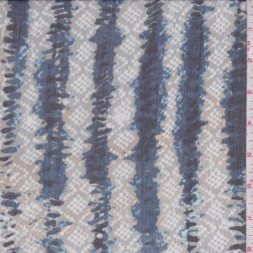 Sage/Ochre/Ocean Diamond/Stripe Silk Crinkle Chiffon Fabric