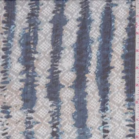 Sage/Ochre/Ocean Diamond/Stripe Silk Crinkle Chiffon Fabric