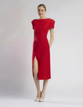 Scarlet Sleeveless Sheath Midi Dress