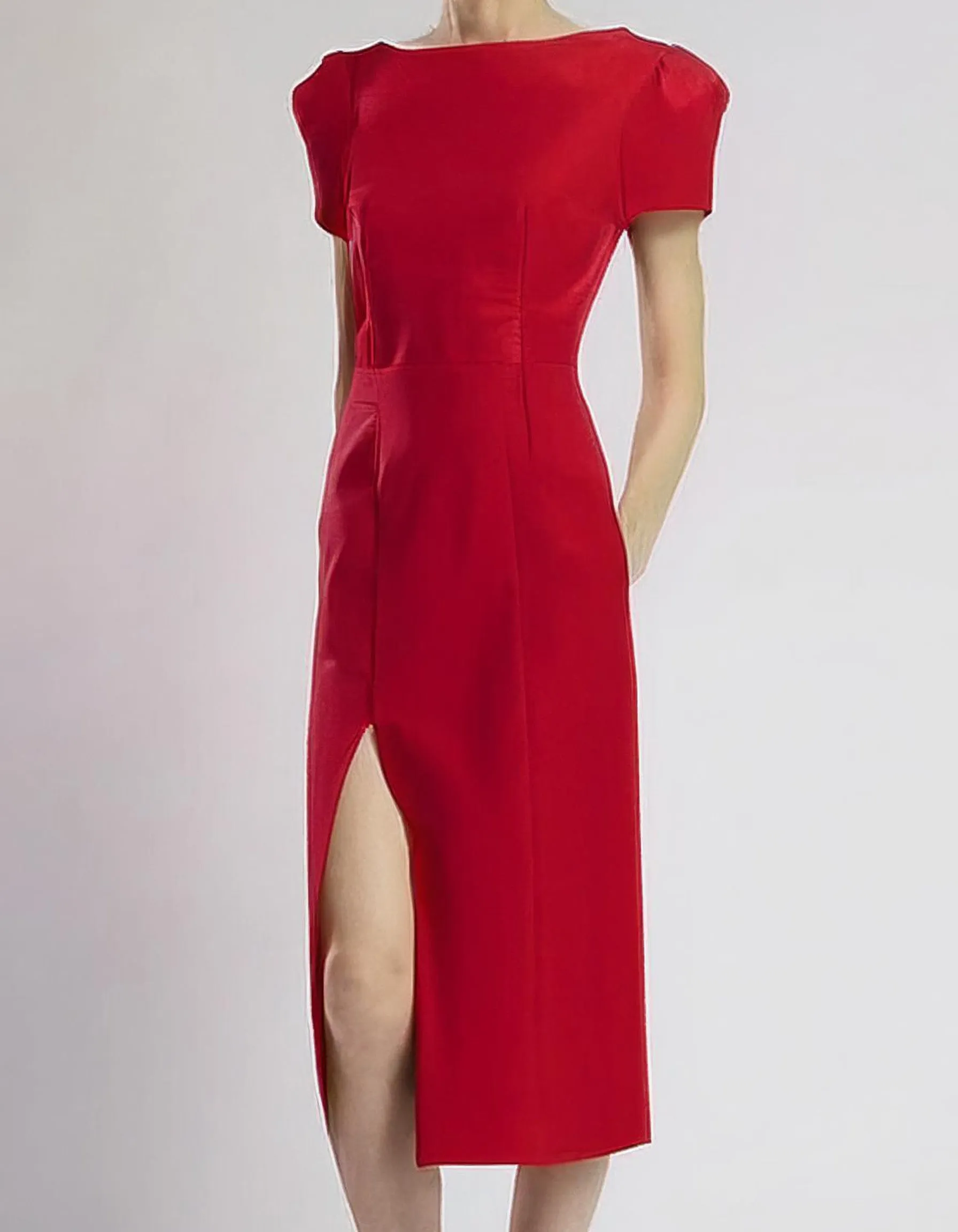 Scarlet Sleeveless Sheath Midi Dress