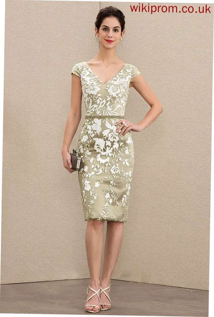 Sheath/Column Bride Lace Mother of the Bride Dresses the of Mother Dress V-neck Sequins Knee-Length Beading With Kaylee