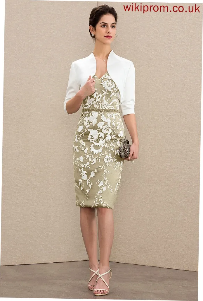 Sheath/Column Bride Lace Mother of the Bride Dresses the of Mother Dress V-neck Sequins Knee-Length Beading With Kaylee