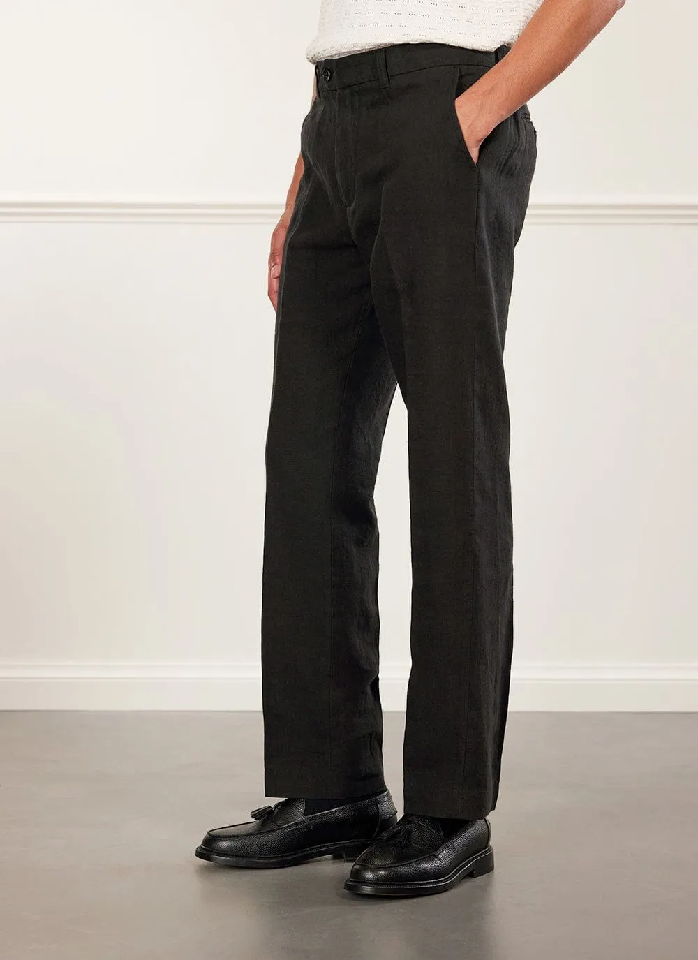 Tailored Linen Trousers | Black