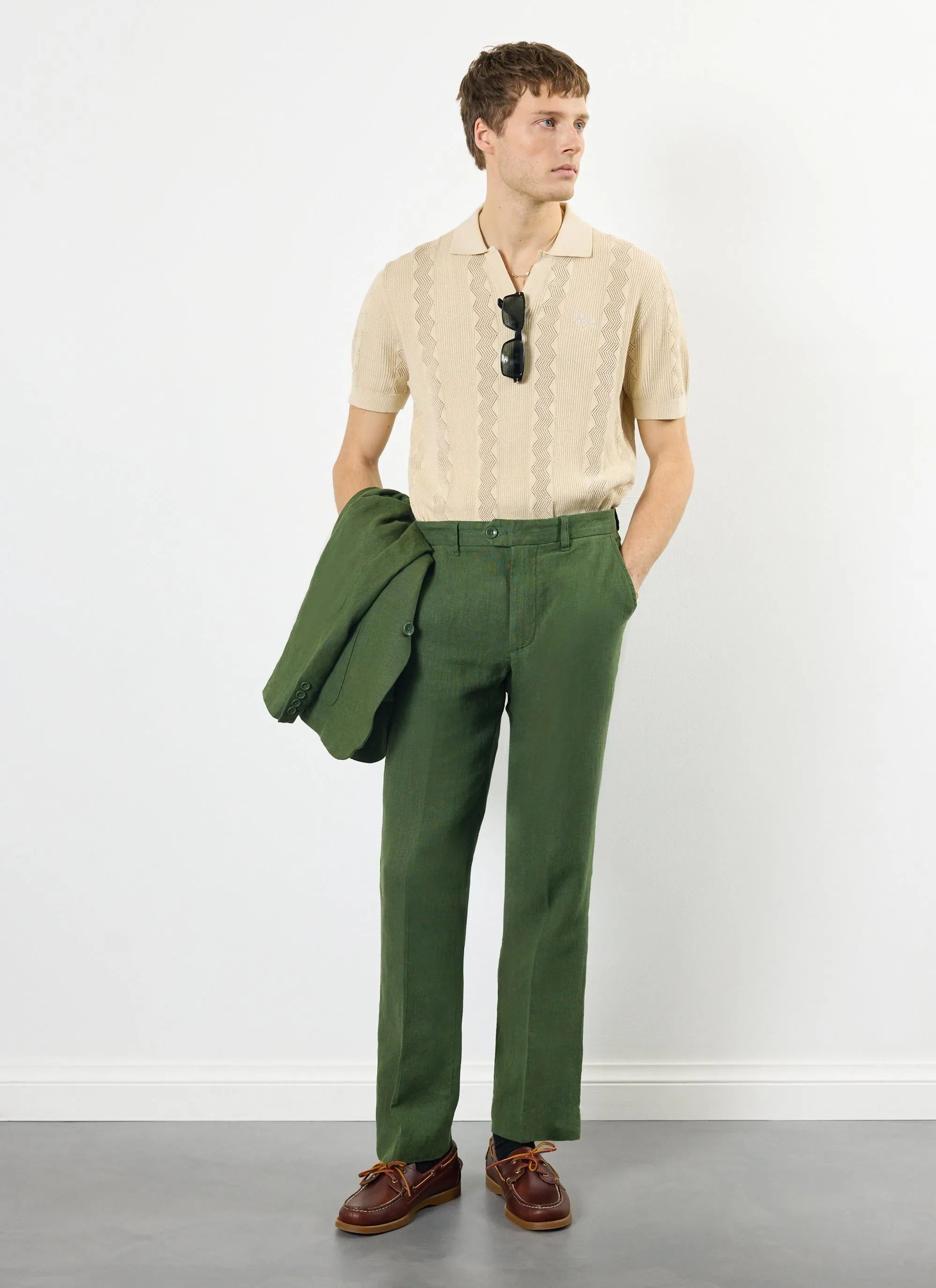 Tailored Linen Trousers | Forest