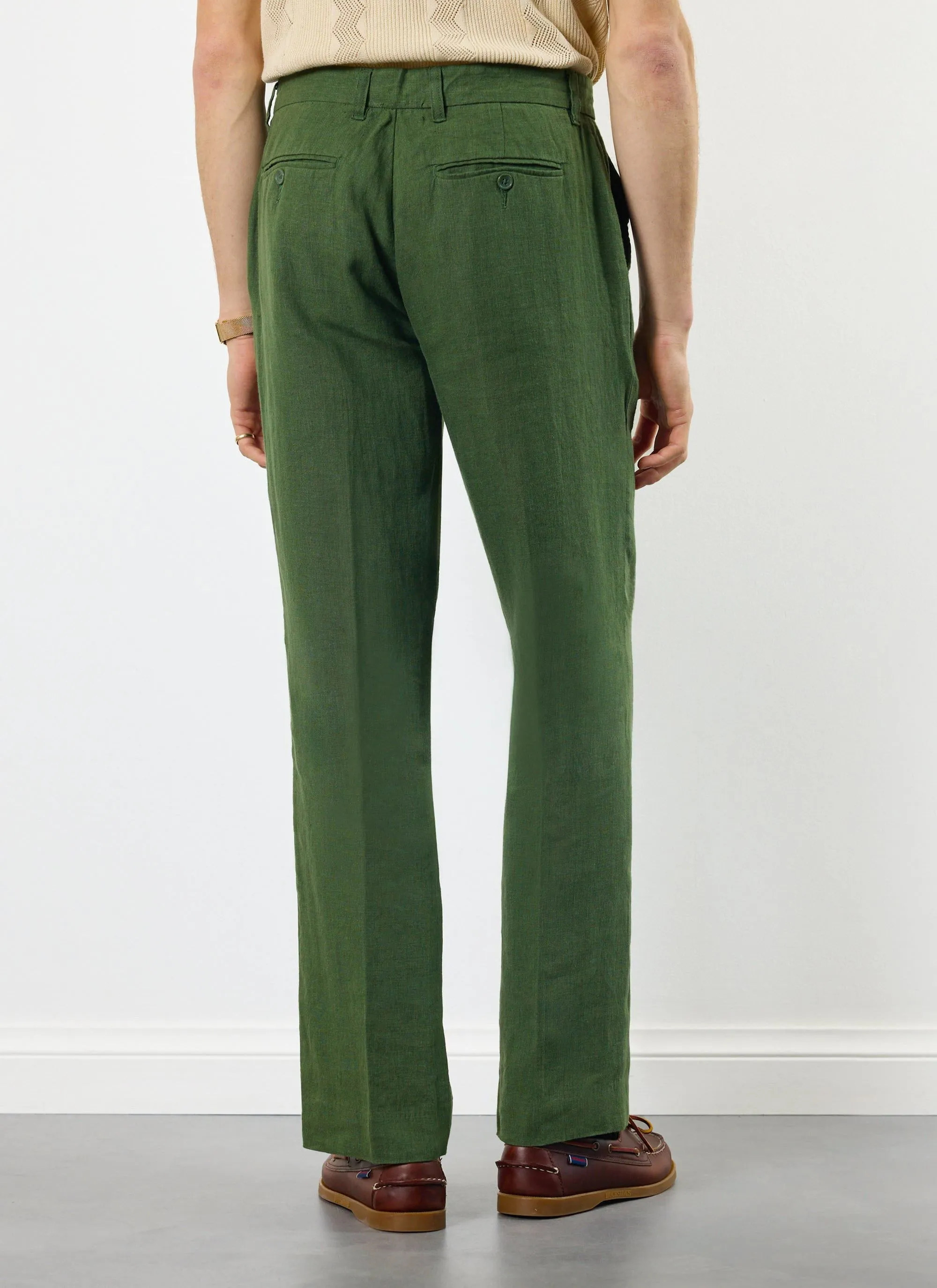 Tailored Linen Trousers | Forest