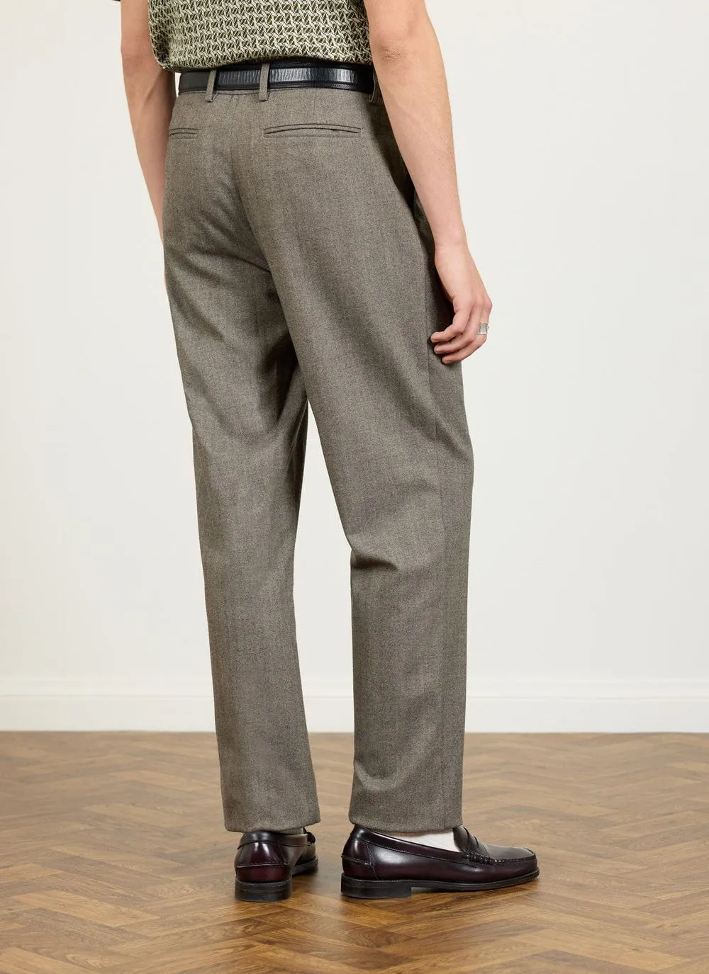 Tailored Tapered Trousers | Herringbone | Grey