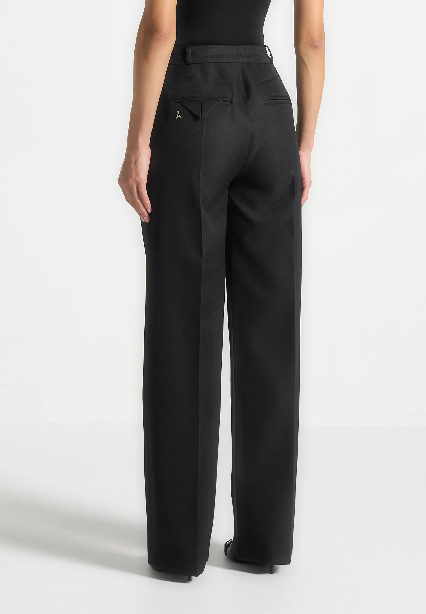 Tailored Twin Pleat Trousers - Black