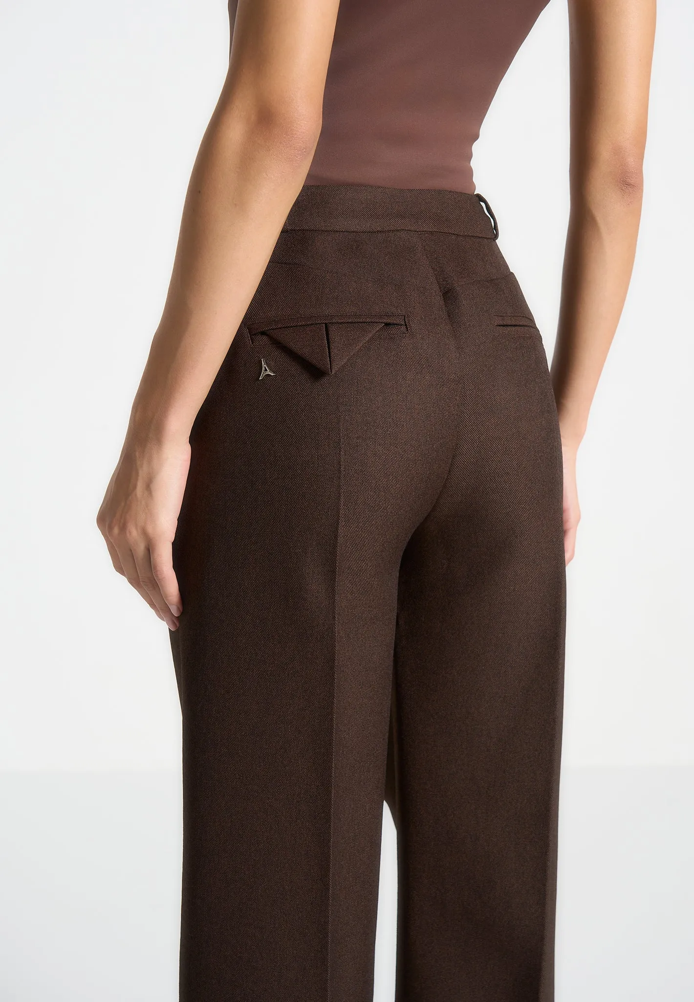 Tailored Twin Pleat Trousers - Brown