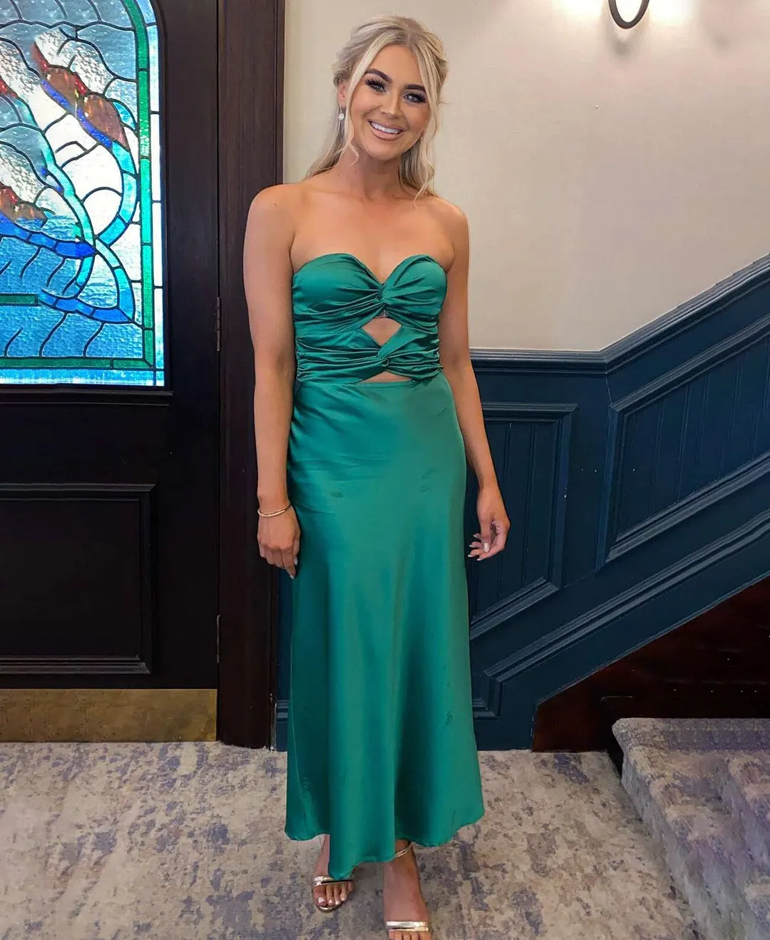 Tinble | Strapless Aqua Blue Sheath Long Prom Dresses