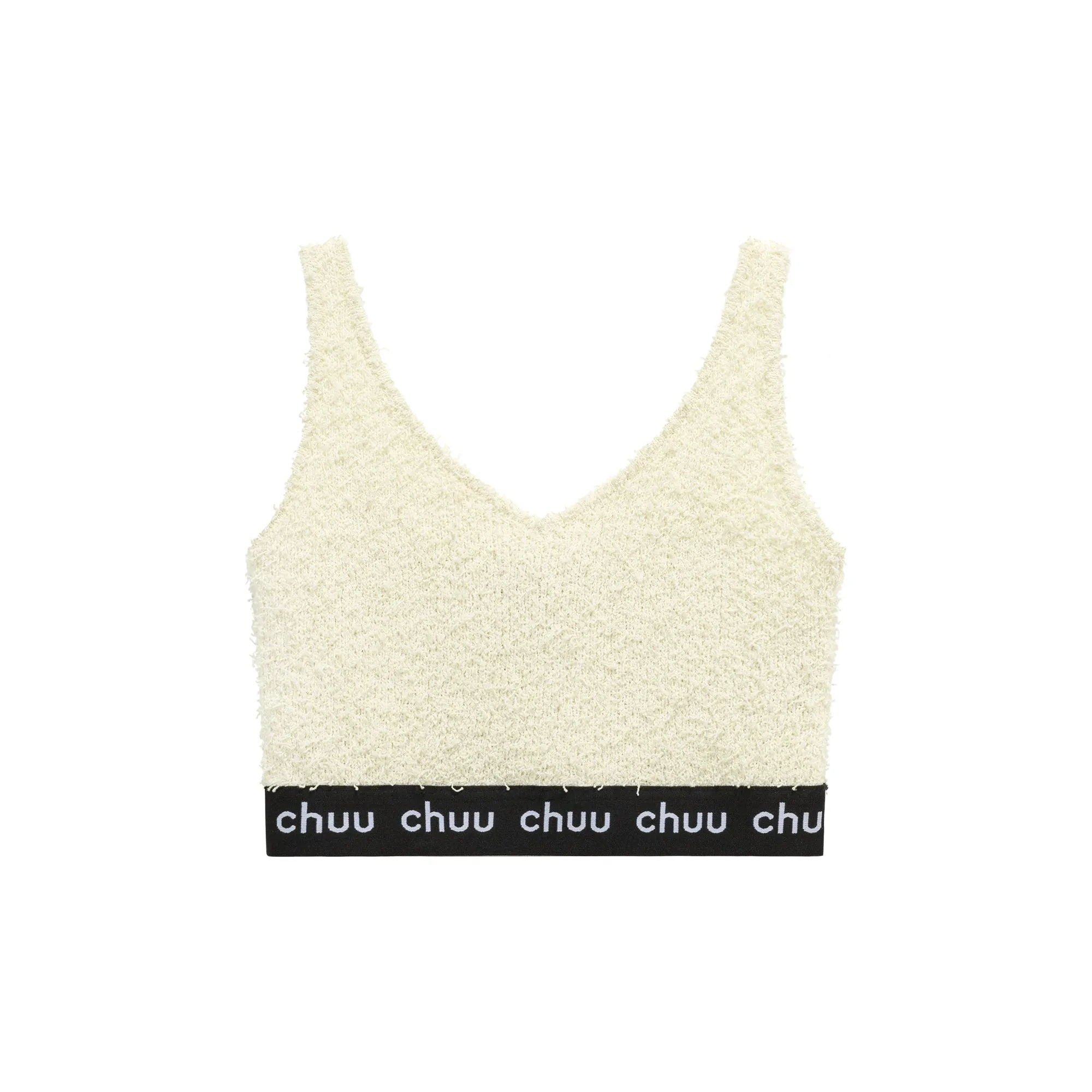 V-Neck Fuzzy Color Scheme Sleeveless Crop Top