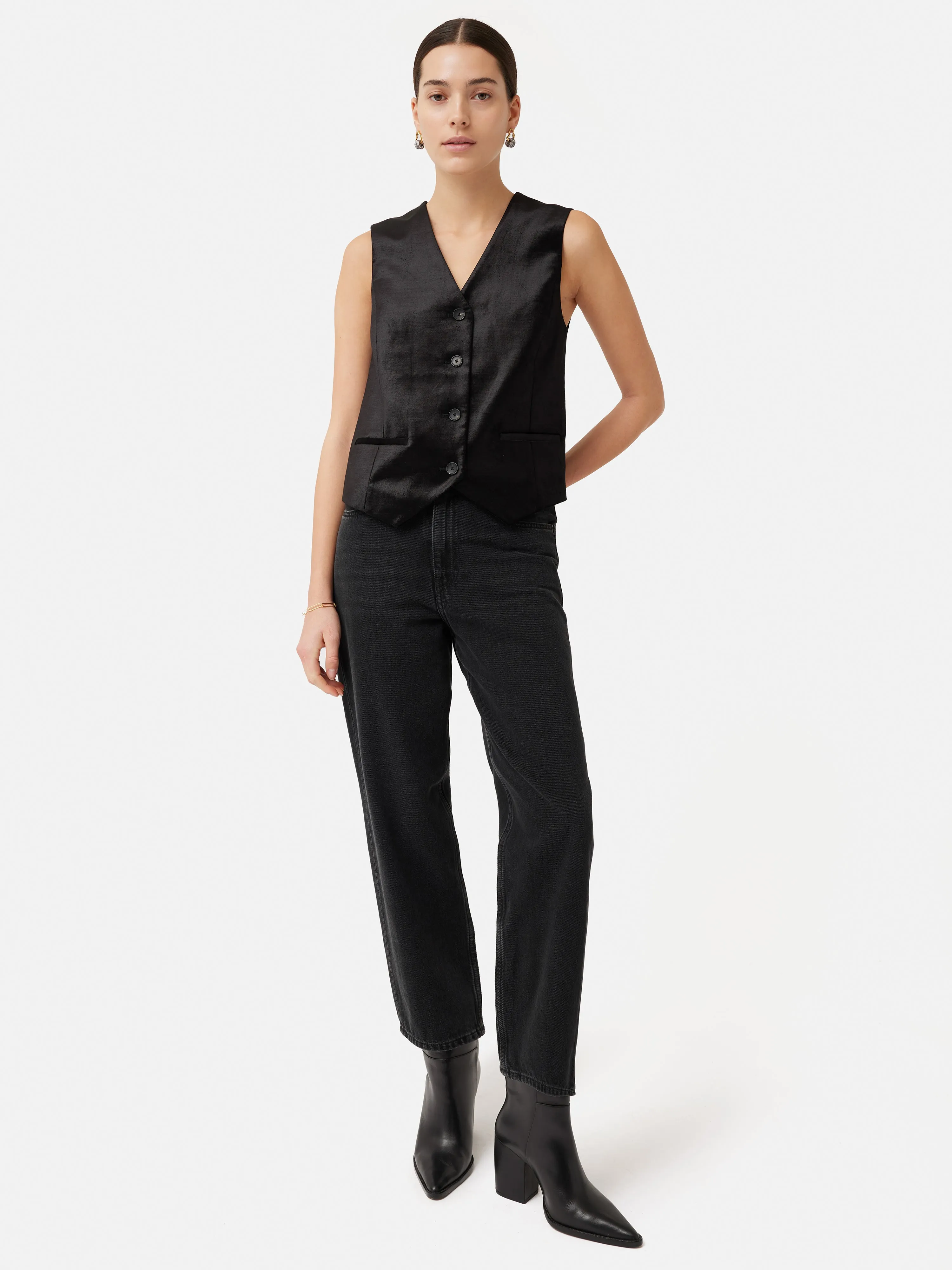 Velvet Tailored Waistcoat | Black