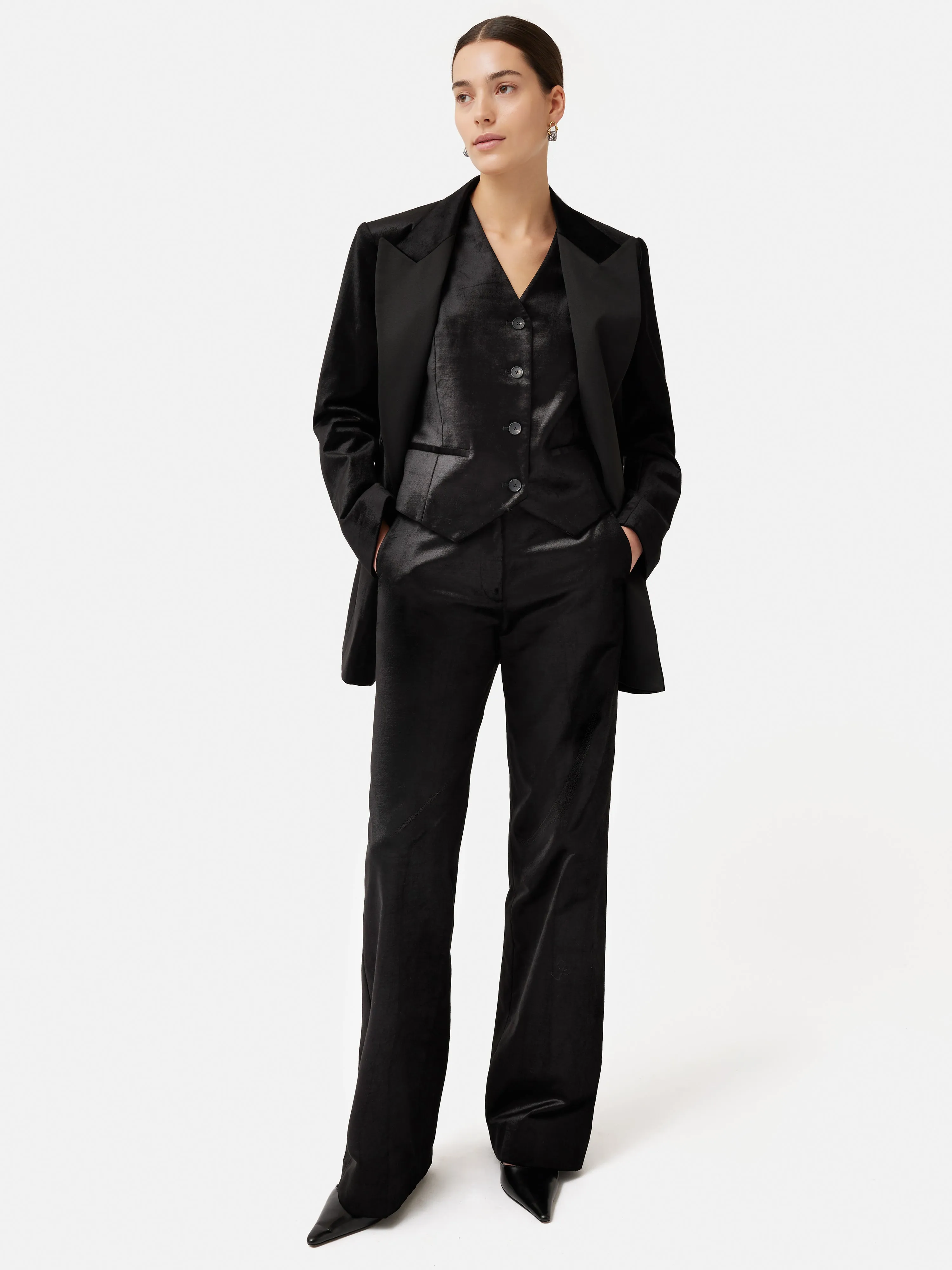 Velvet Tailored Waistcoat | Black