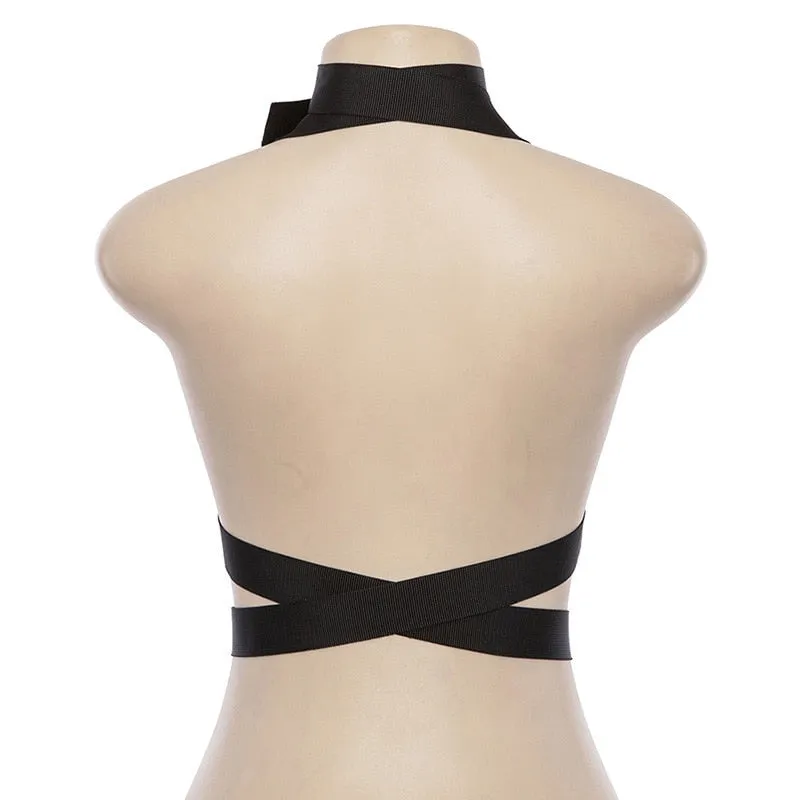 VenusFox Adjustable Sexy buckle V Neck Crop Top