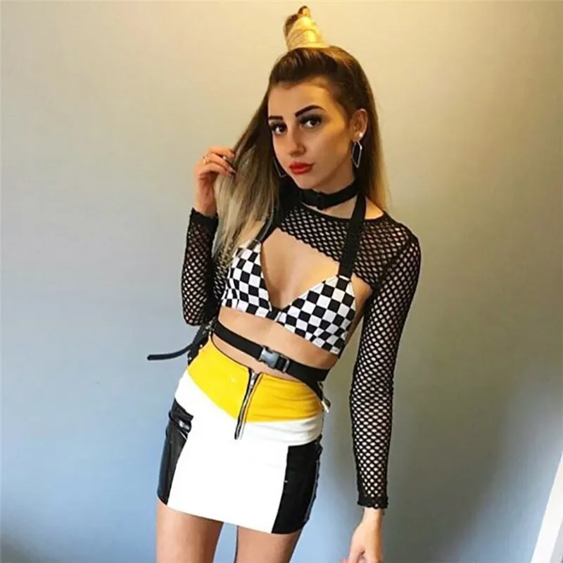 VenusFox Adjustable Sexy buckle V Neck Crop Top