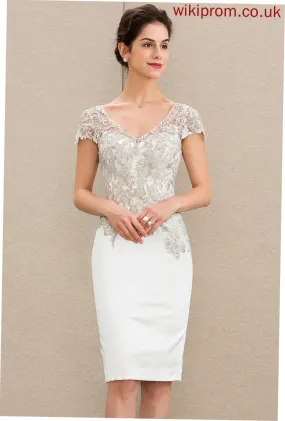 Wedding Dresses Lace Lailah Satin Sheath/Column Wedding V-neck Knee-Length Dress