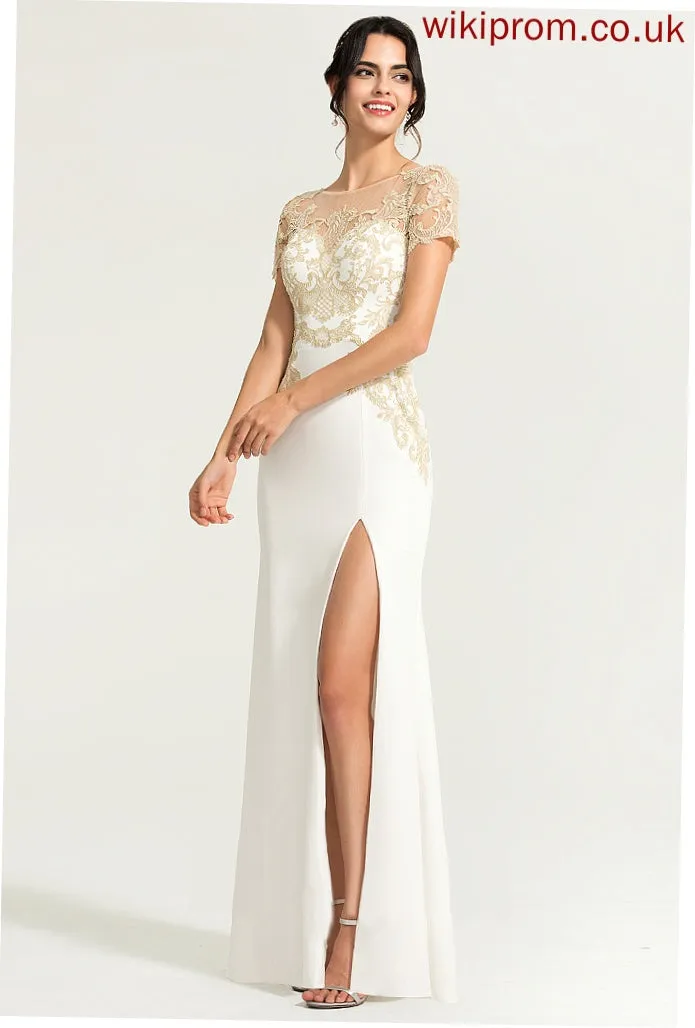 Wedding Geraldine Scoop Stretch Crepe Floor-Length Lace Sheath/Column Dress Wedding Dresses