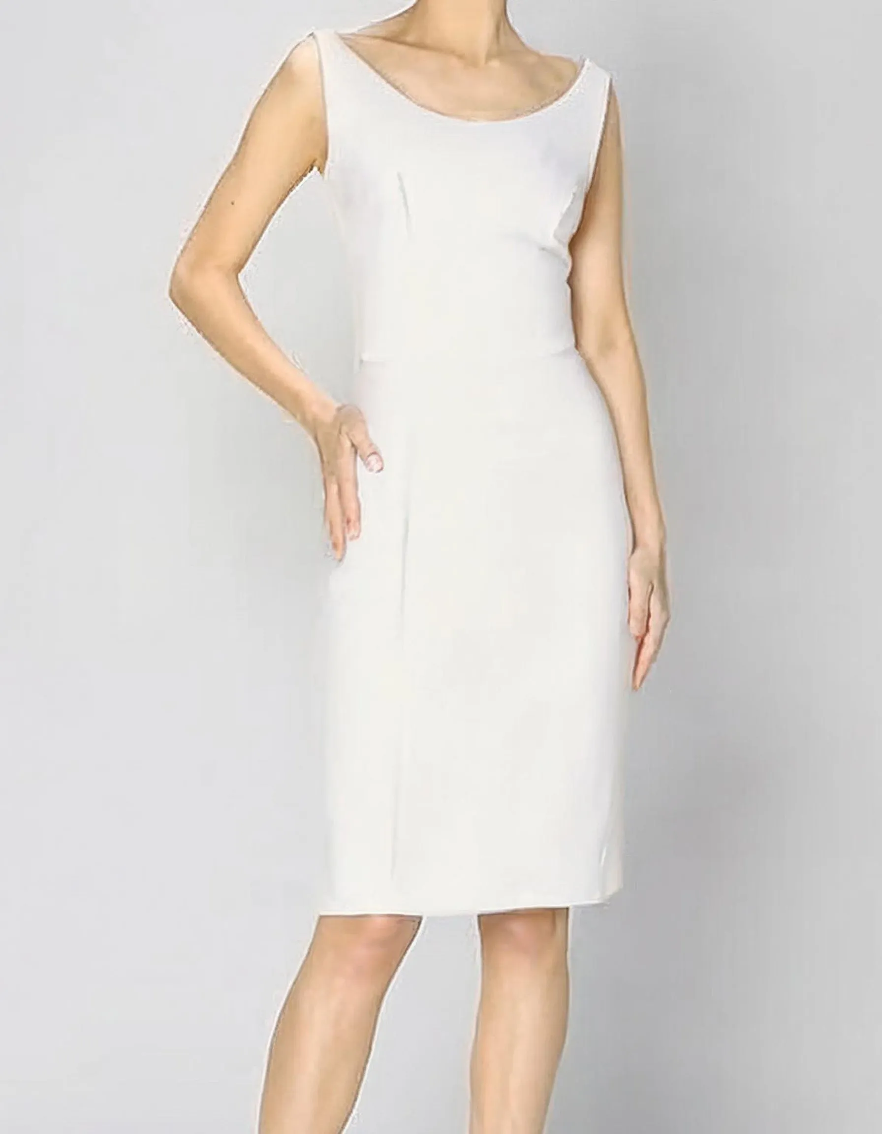 White Cap Sleeve Sheath Dress