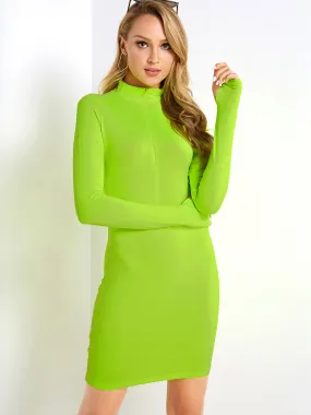 Wholesale Green Round Neck Long Sleeve Bodycon Dresses