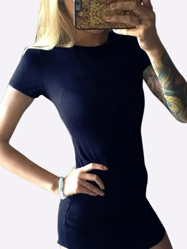 Wholesale Round Neck Short Sleeve Bodycon Dresses