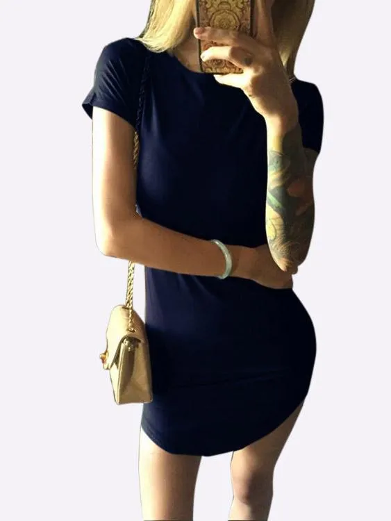 Wholesale Round Neck Short Sleeve Bodycon Dresses