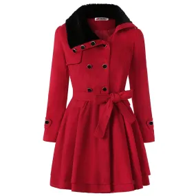 Women's Clothing Slim-Fit Mid-Length Double-Breasted Padded Polyester Coat