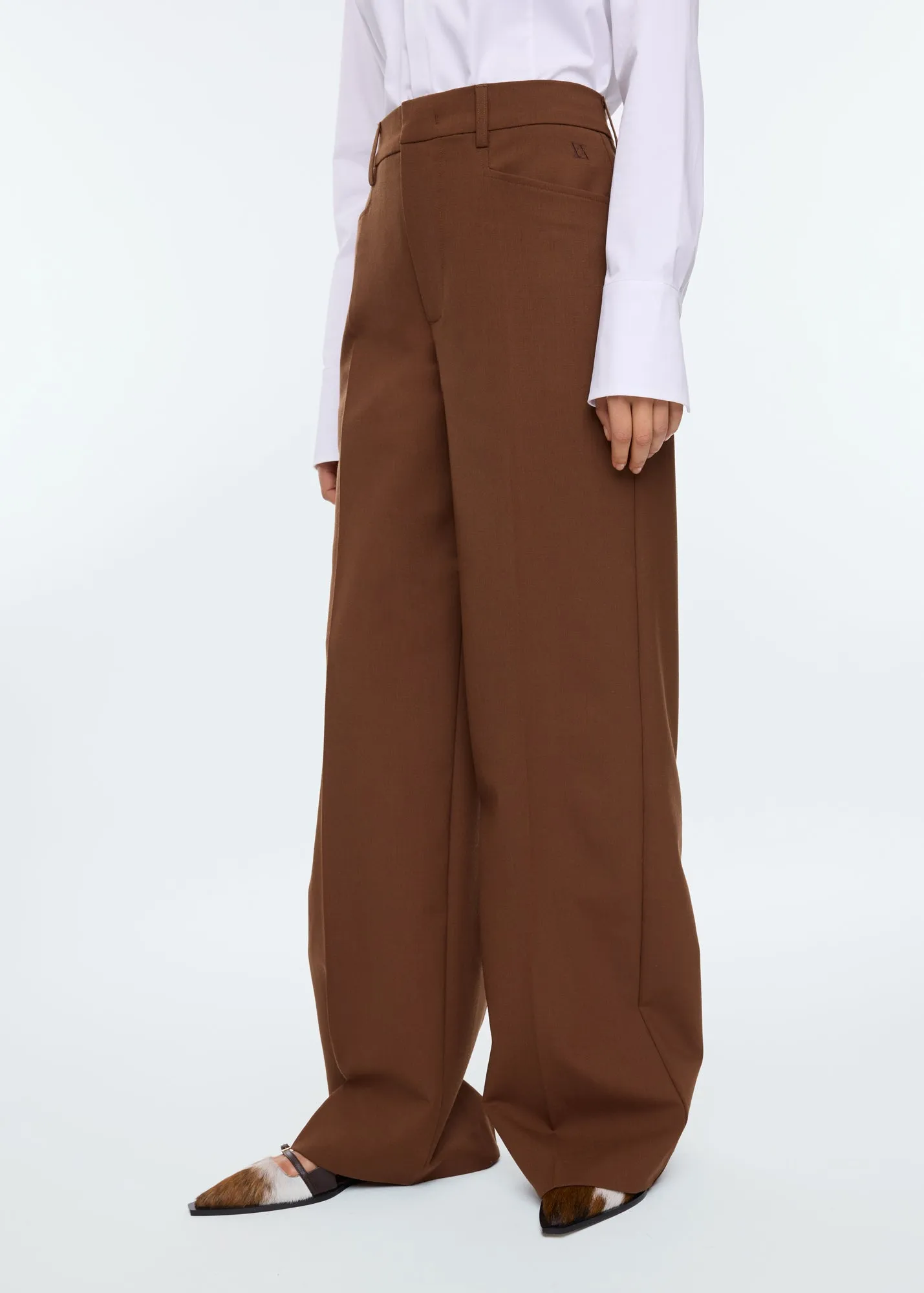 Wool tailored wide trousers