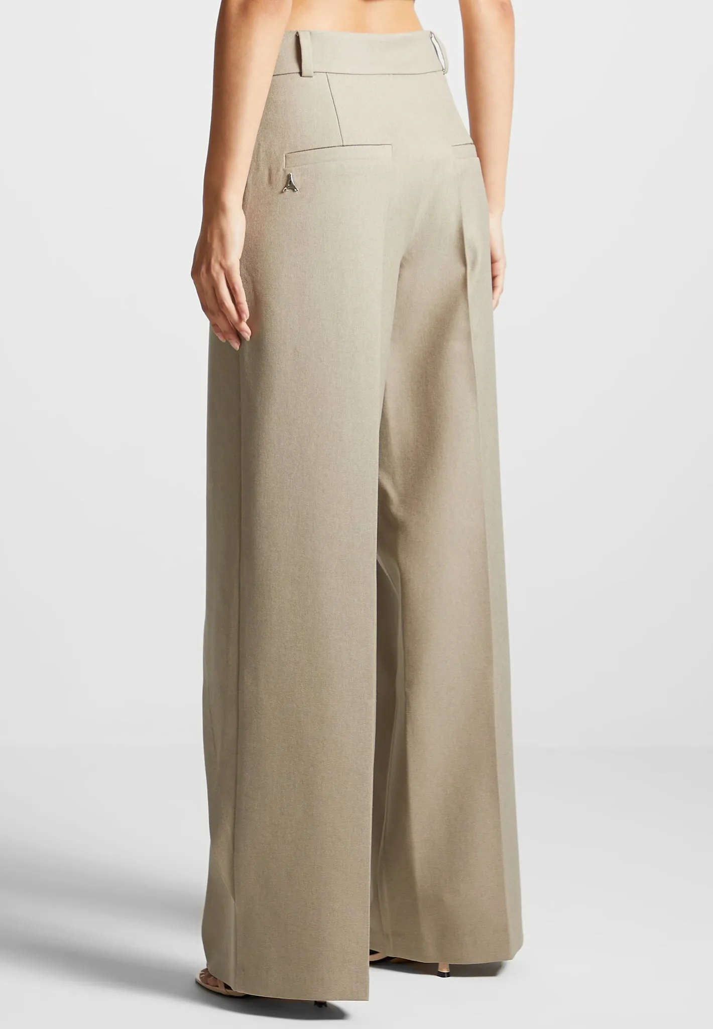 Wrap Tailored Trousers - Beige