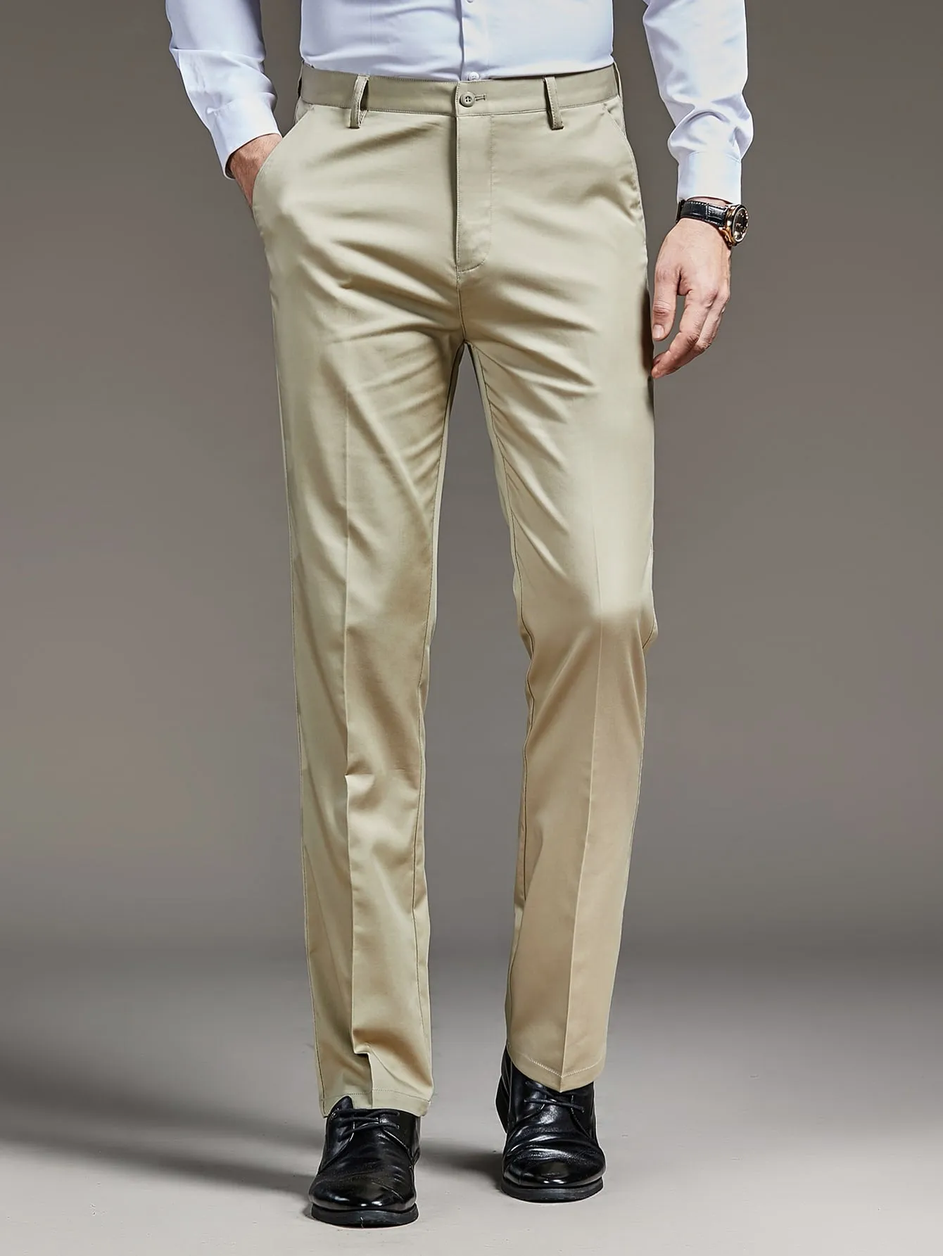 Zipper Fly Slant Pocket Tailored Trousers